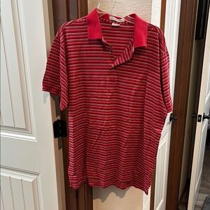 Jonathan Martin Red Polo Soft Striped Shirt
